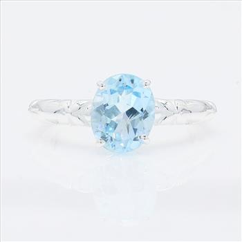 NO RESERVE 1.90 Ct Oval Created Aquamarine 925 Sterling Silver Ring