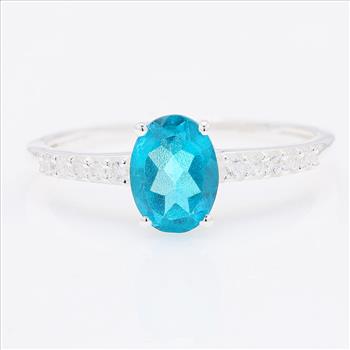 NO RESERVE 1.90 Ct Oval Tz Color Topaz, Cubic Zirconia 925 Sterling Silver Ring