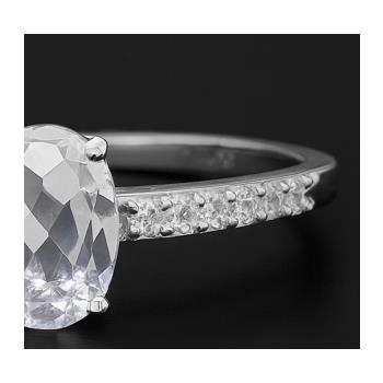 NO RESERVE 1.90 Ct Oval White Topaz, Cubic Zirconia 925 Sterling Silver Ring