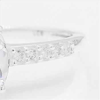 NO RESERVE 1.90 Ct Oval White Topaz, Cubic Zirconia 925 Sterling Silver Ring