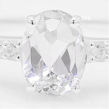 NO RESERVE 1.90 Ct Oval White Topaz, Cubic Zirconia 925 Sterling Silver Ring