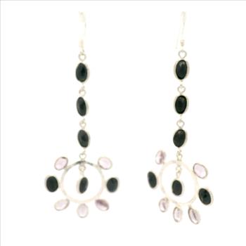 NO RESERVE 19.03 Ct Sapphire, Amethyst 925 Sterling Silver Earrings