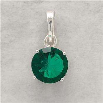NO RESERVE 1.92 Ct Round Green Topaz 925 Sterling Silver Pendant