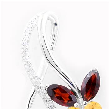 NO RESERVE 1.94 Ct Marquise Garnet, Citrine, Cubic Zirconia 925 Sterling Silver Pendant
