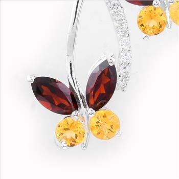 NO RESERVE 1.94 Ct Marquise Garnet, Citrine, Cubic Zirconia 925 Sterling Silver Pendant