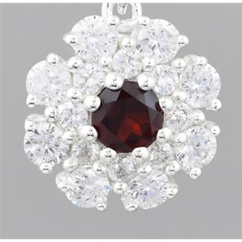 NO RESERVE 1.97 Ct Round Garnet, Cubic Zirconia 925 Sterling Silver Pendant