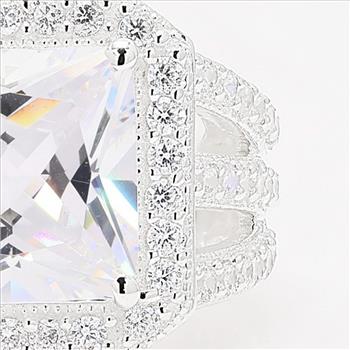 NO RESERVE 1.97 Ct Square Cubic Zirconia 925 Sterling Silver Ring