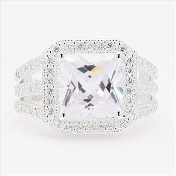 NO RESERVE 1.97 Ct Square Cubic Zirconia 925 Sterling Silver Ring