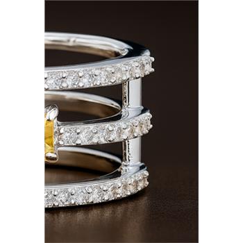 NO RESERVE 1.99 Ct Octagon Citrine, Cubic Zirconia 925 Sterling Silver Ring