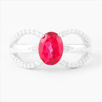 NO RESERVE 1.99 Ct Oval Pink Topaz, Cubic Zirconia, 925 Sterling Silver Ring