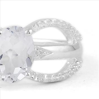 NO RESERVE 1.99 Ct Oval White Topaz, Cubic Zirconia 925 Sterling Silver Ring