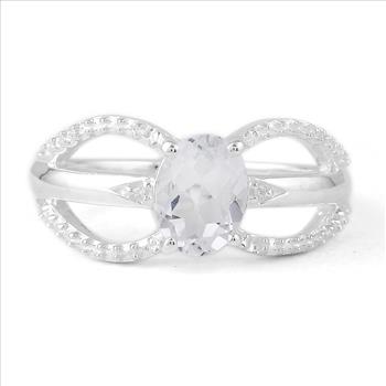 NO RESERVE 1.99 Ct Oval White Topaz, Cubic Zirconia 925 Sterling Silver Ring