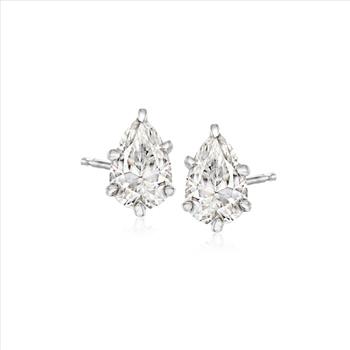 NO RESERVE 2 ct. Moissanite Pear Sterling Silver Women Earrings