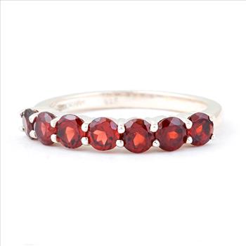 NO RESERVE 2.01 Ct Round Garnet, 925 Sterling Silver Ring