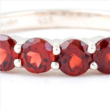 NO RESERVE 2.01 Ct Round Garnet, 925 Sterling Silver Ring