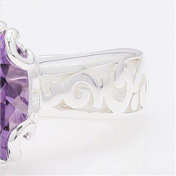 NO RESERVE 2.02 Ct Cushion Amethyst 925 Sterling Silver Ring