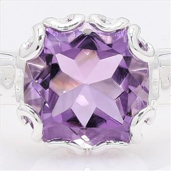 NO RESERVE 2.02 Ct Cushion Amethyst 925 Sterling Silver Ring