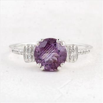 NO RESERVE 2.02 Ct Round Amethyst 925 Sterling Silver Ring