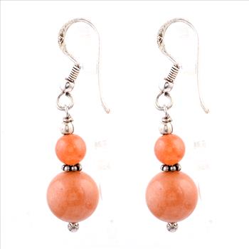 NO RESERVE 20.28 Ct Honey Jade 925 Sterling Silver Earrings