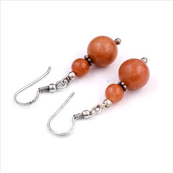 NO RESERVE 20.28 Ct Honey Jade 925 Sterling Silver Earrings