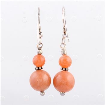 NO RESERVE 20.28 Ct Honey Jade 925 Sterling Silver Earrings