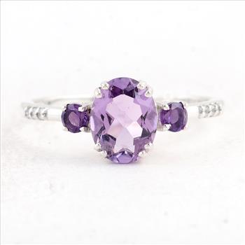 NO RESERVE 2.04 Ct Oval Amethyst 925 Sterling Silver Ring