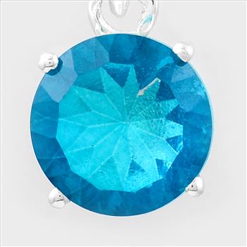 NO RESERVE 2.04 Ct Round Pariba Topaz, 925 Sterling Silver Pendant