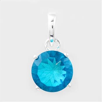 NO RESERVE 2.04 Ct Round Pariba Topaz, 925 Sterling Silver Pendant