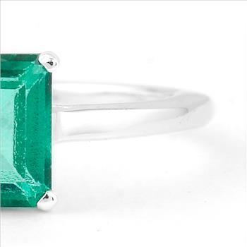 NO RESERVE 2.05 Ct Octagon Green Topaz 925 Sterling Silver Ring