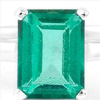 NO RESERVE 2.05 Ct Octagon Green Topaz 925 Sterling Silver Ring