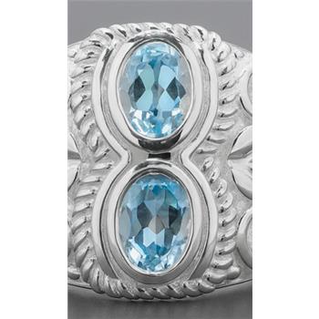 NO RESERVE 2.08 Ct Oval Blue Topaz 925 Sterling Silver Ring