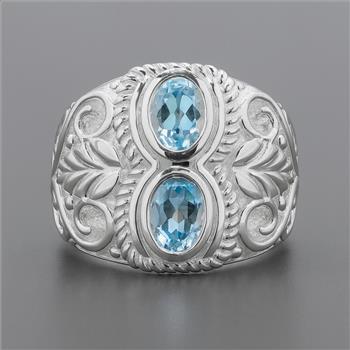 NO RESERVE 2.08 Ct Oval Blue Topaz 925 Sterling Silver Ring