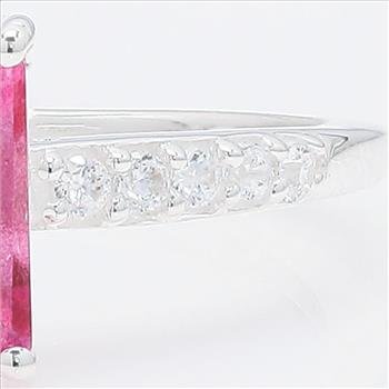 NO RESERVE 2.26 Ct Octagon Pink Topaz, Cubic Zirconia 925 Sterling Silver Ring