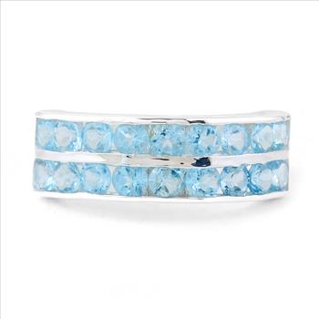 NO RESERVE 2.32 Ct Round Sky Blue Topaz 925 Sterling Silver Ring