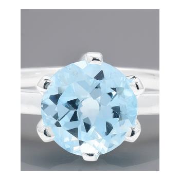 NO RESERVE 2.35 Ct Round Blue Topaz 925 Sterling Silver Ring