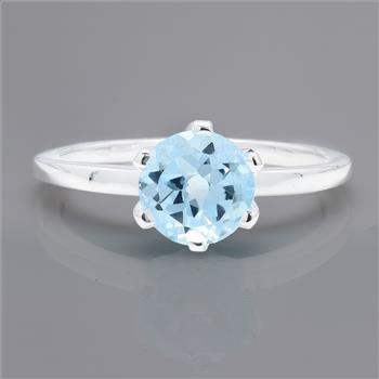 NO RESERVE 2.35 Ct Round Blue Topaz 925 Sterling Silver Ring