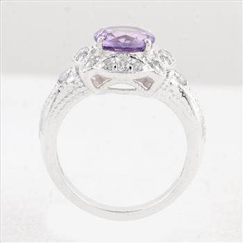 NO RESERVE 2.38 Ct Round Amethyst 925 Sterling Silver Ring