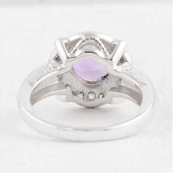NO RESERVE 2.38 Ct Round Amethyst 925 Sterling Silver Ring