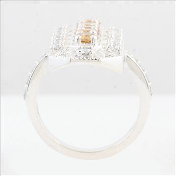 NO RESERVE 2.42 Ct Round Citrine 925 Sterling Silver Ring