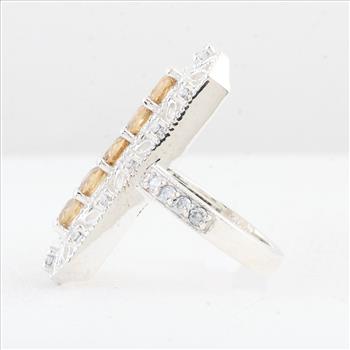 NO RESERVE 2.42 Ct Round Citrine 925 Sterling Silver Ring