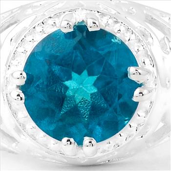 NO RESERVE 2.42 Ct Round Paraiba Topaz 925 Sterling Silver Ring