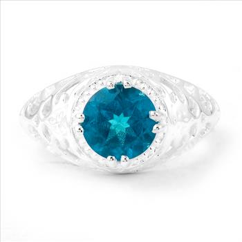 NO RESERVE 2.42 Ct Round Paraiba Topaz 925 Sterling Silver Ring