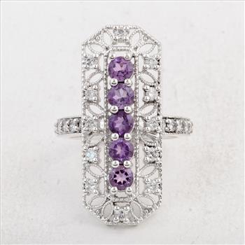NO RESERVE 2.43 Ct Round Amethyst 925 Sterling Silver Ring
