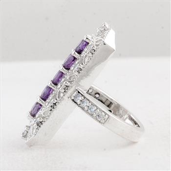 NO RESERVE 2.43 Ct Round Amethyst 925 Sterling Silver Ring