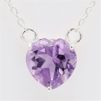 NO RESERVE 2.50 Ct Heart Amethyst 925 Sterling Silver Pendant