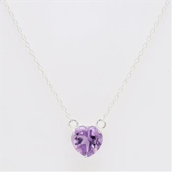 NO RESERVE 2.50 Ct Heart Amethyst 925 Sterling Silver Pendant