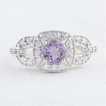NO RESERVE 2.52 Ct Round Amethyst 925 Sterling Silver Ring
