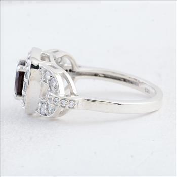 NO RESERVE 2.56 Ct Round Garnet 925 Sterling Silver Ring