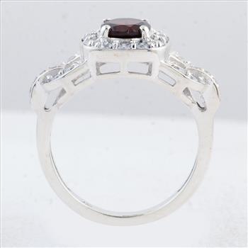 NO RESERVE 2.56 Ct Round Garnet 925 Sterling Silver Ring
