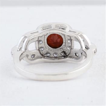 NO RESERVE 2.56 Ct Round Garnet 925 Sterling Silver Ring